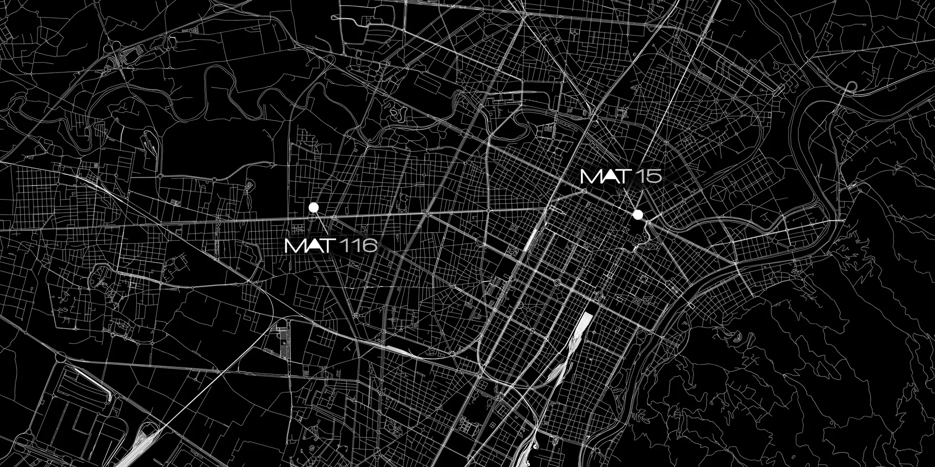 Mappa di Torino con le sedi Materium 15 e Materium 116